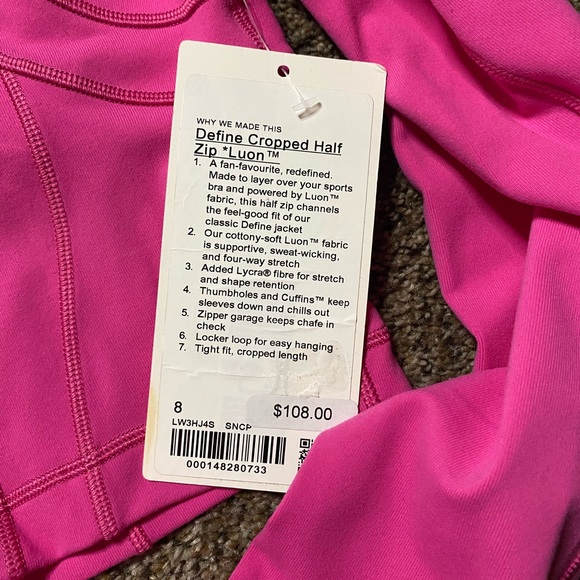 Lululemon NWT Define Cropped Half Zip *Luon - Picture 2 of 3